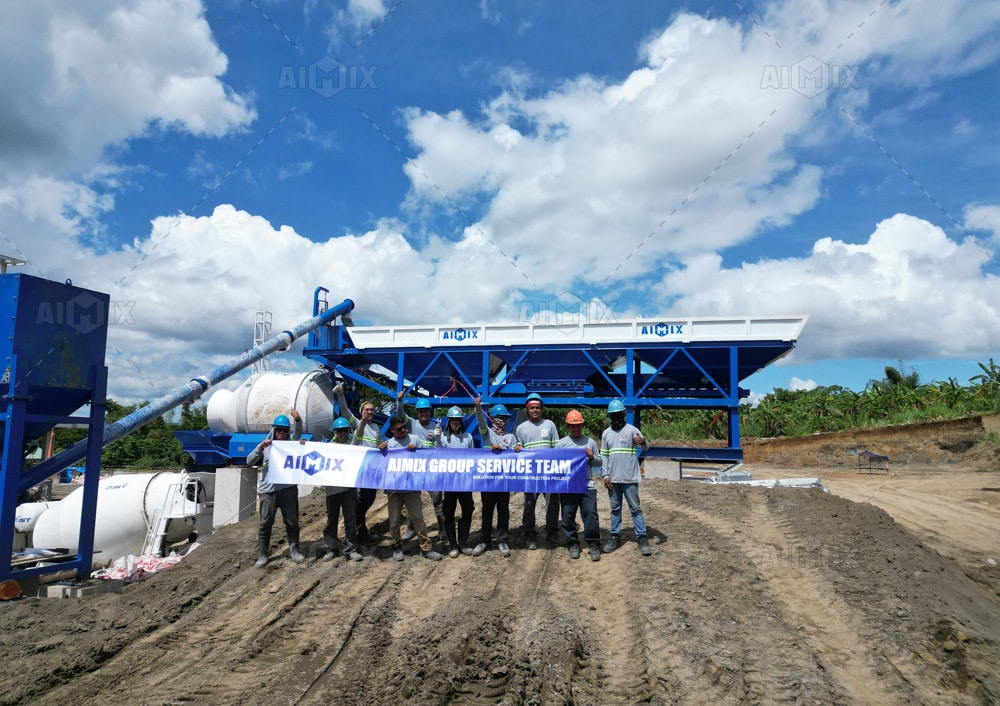 AJYZ60 Mobile Concrete Batching Plant for Warehouse Construction in Philippines