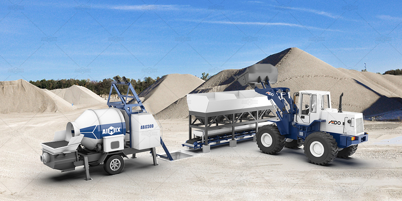 Concrete Mixer Pump + Wheel Loader + Batching Machine Solution in AIMIX