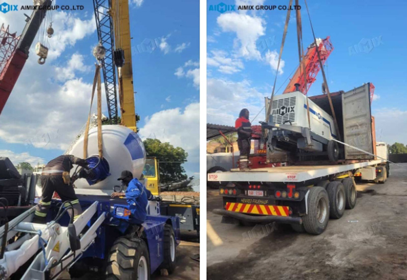 Self Loading Concrete Mixer with Pump Arrived in Zimbabwe