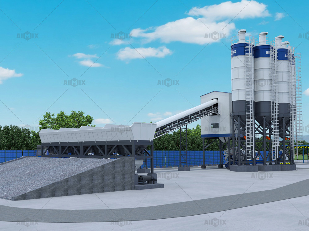 Stationary concrete batching plant in UAE