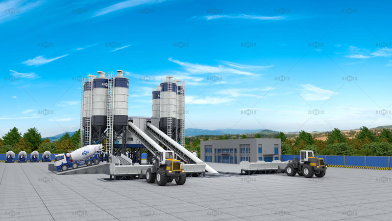 central mixer plant for concrete production on-site