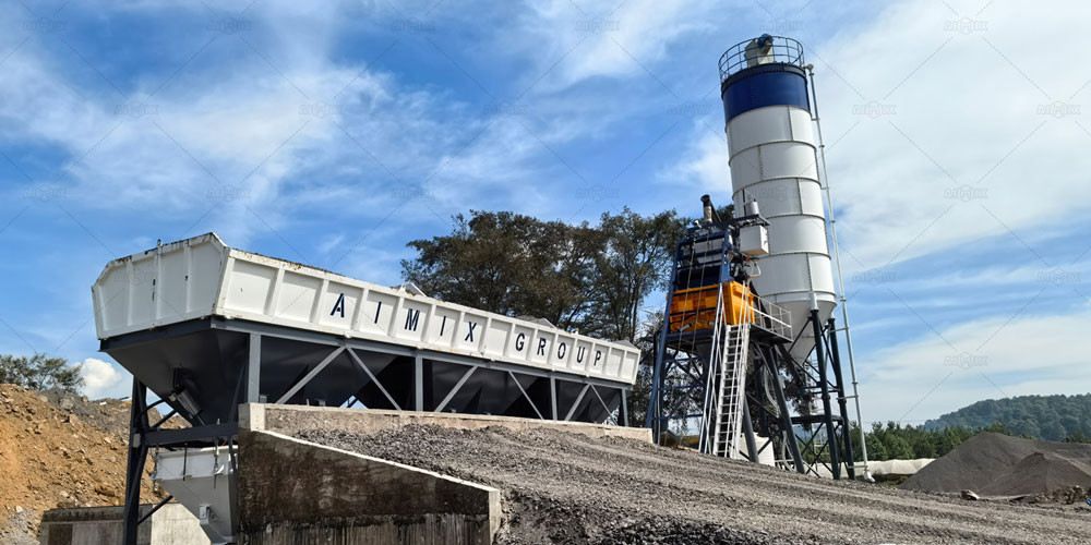 stationary concrete plant with 60 cubic meters per hour capacity