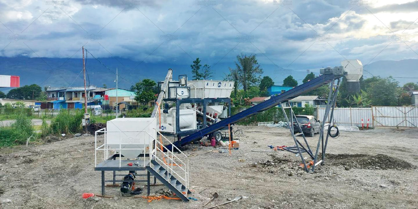AJSY40 Mobile Concrete Plant on-site