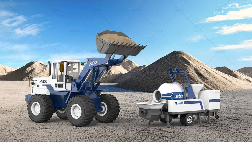 Wheel Loader + Concrete Mixer Pump Combination