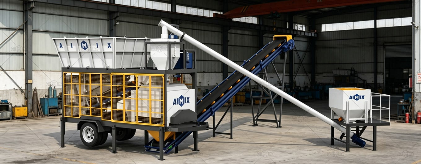 AJSY series compact portable concrete mixer plant finished manufacturing in factory