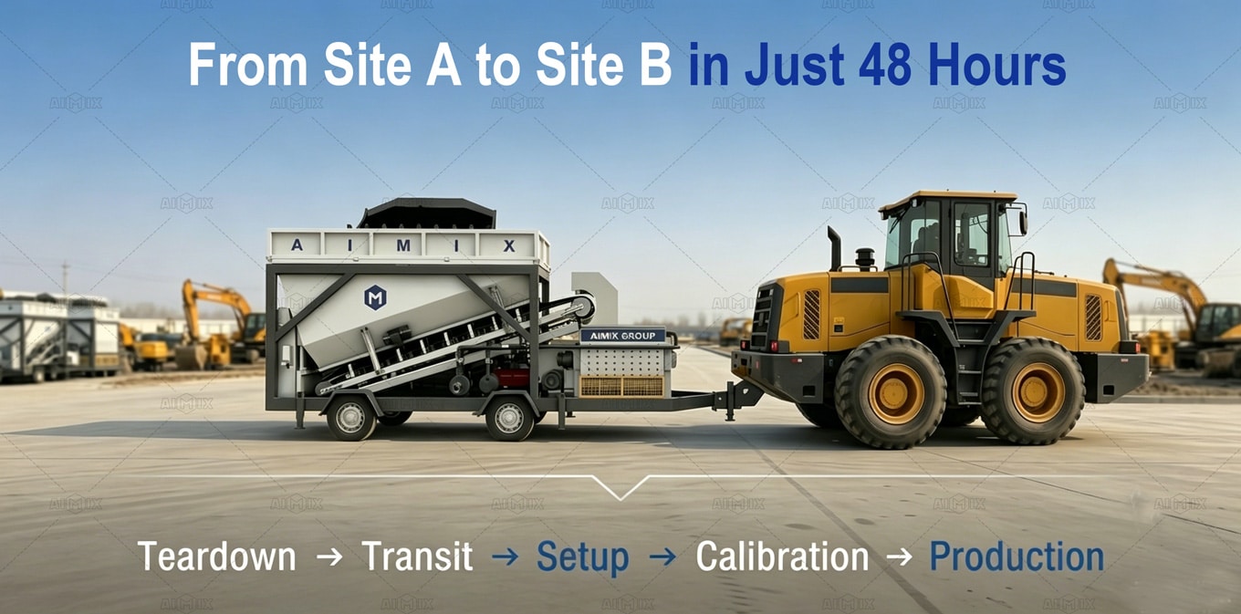 AJSY towing sheath being pulled by a loader during a rapid relocation from Site A to Site B.