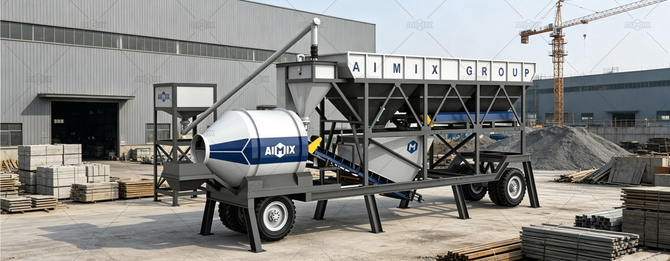 AJYZ series drum mixer concrete plant portable assemble in factory