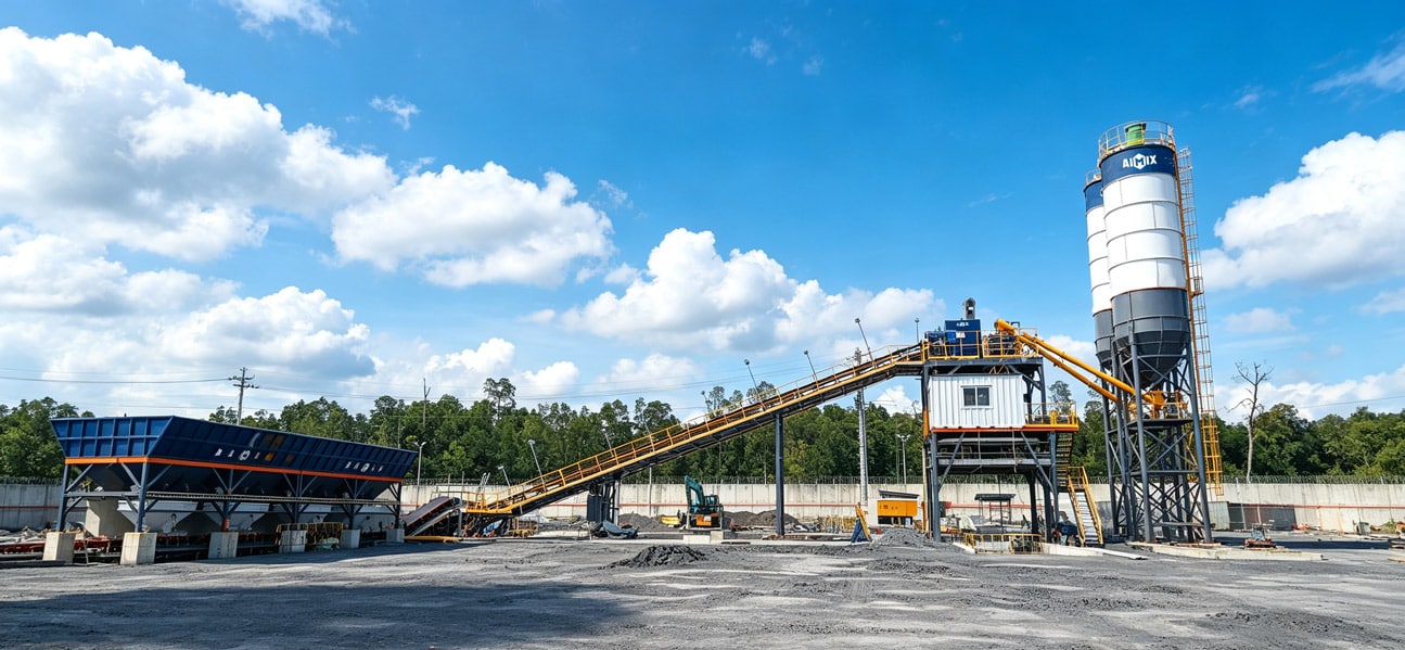 AJ90 Ready Mix Plant for Precast Concrete Elements Production in Indonesia