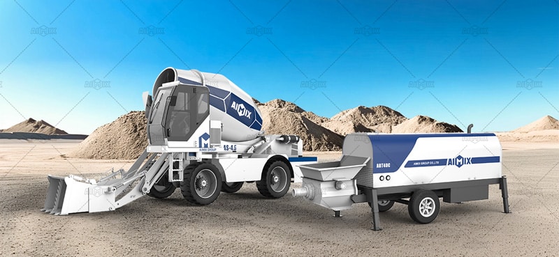 AS-4.5 Self Concrete Mixer +ABT40C Concrete Line Pump Combo in Paraguay