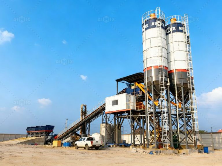 AJ90 stationary concrete plant sale in Ecuador for Road Construction & Commercial Ready-Mix Supply