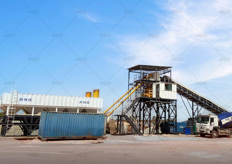 AJM60 Foundation-Free Concrete Plant in Burkina Faso for Small-to-Medium Construction Projects