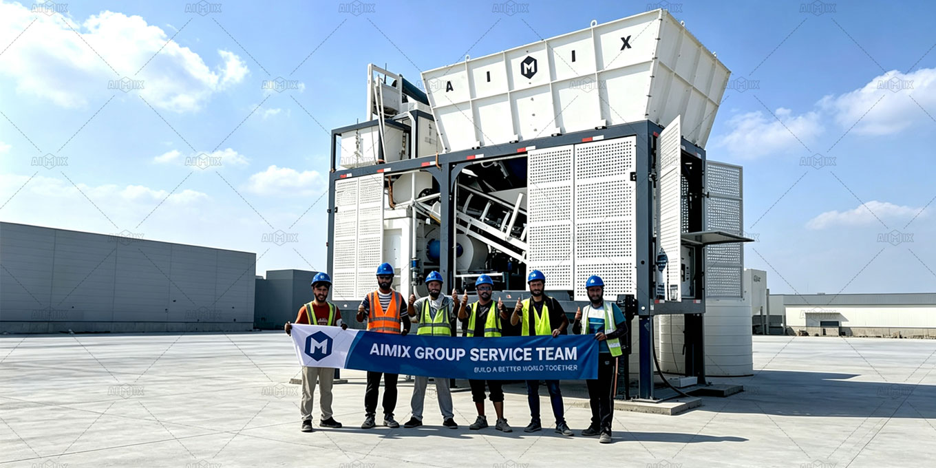 AJSY40 Compact small Concrete Plant for Warehouse construction project in UAE