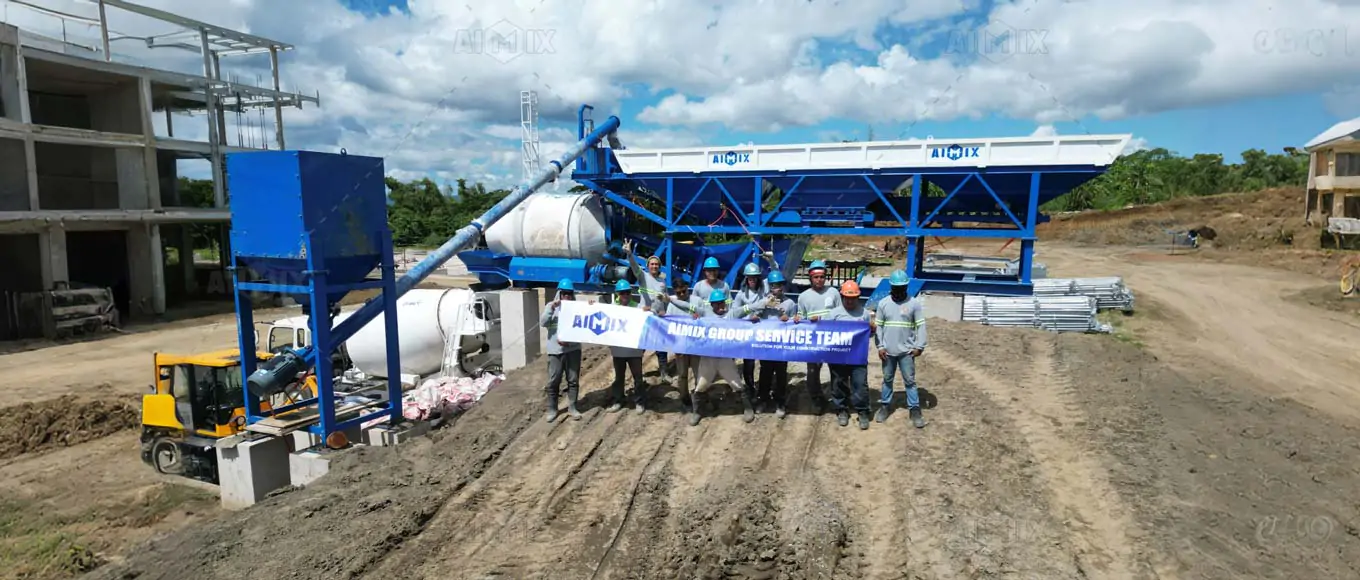AJZY40 compact drum mixer small concrete plant for warehouse project in Philippines