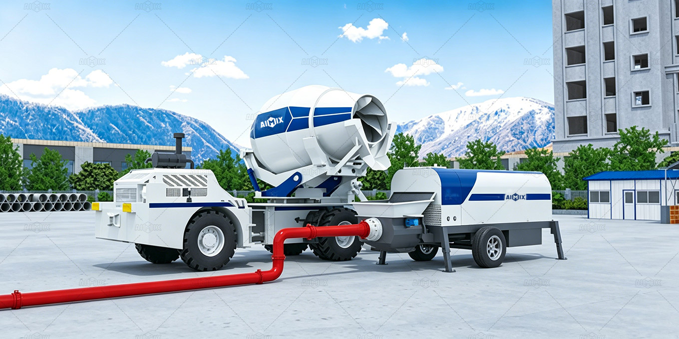 Combination of Self Loader Mixer and Concrete Pump Operation in Kenya