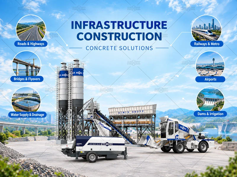 Soluciones de hormigón AIMIX para diferentes tipos de proyectos de construcción de infraestructuras.