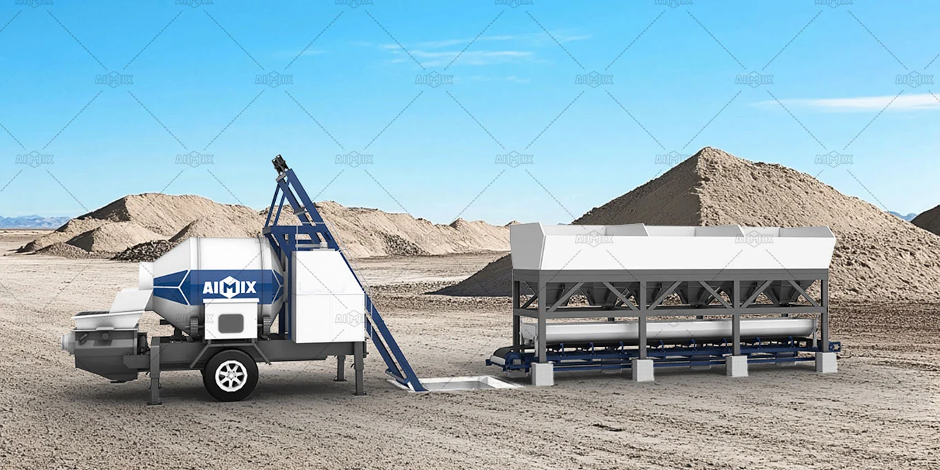 Beton dozajlama makinesi ve beton mikser pompası kombinasyonu