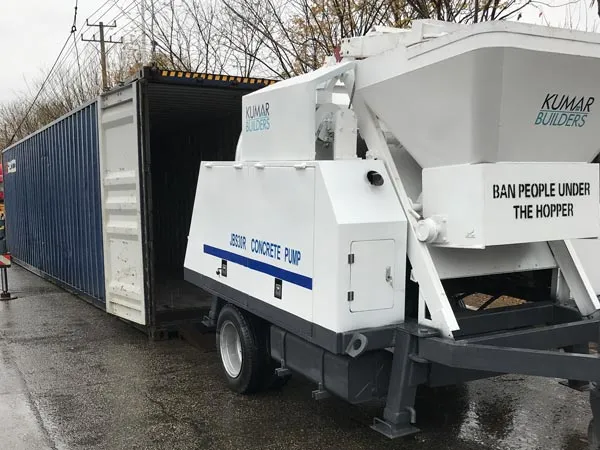 loading concrete mixer pump