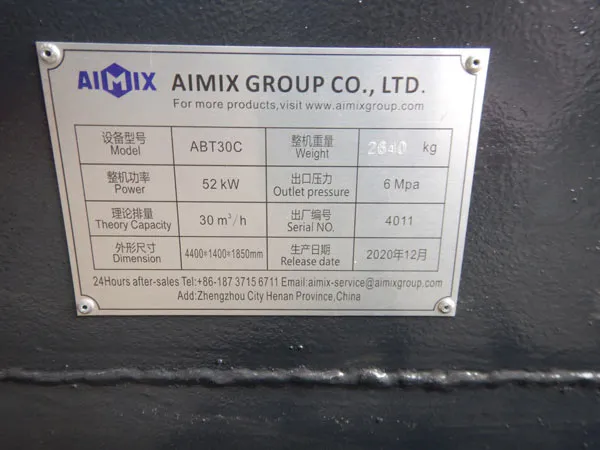 ABT30C Concrete Pump Specifications