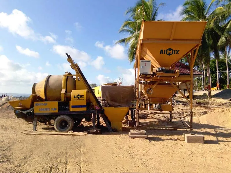 Concrete Batching Machine + Mixer Pump Working in Indonesia