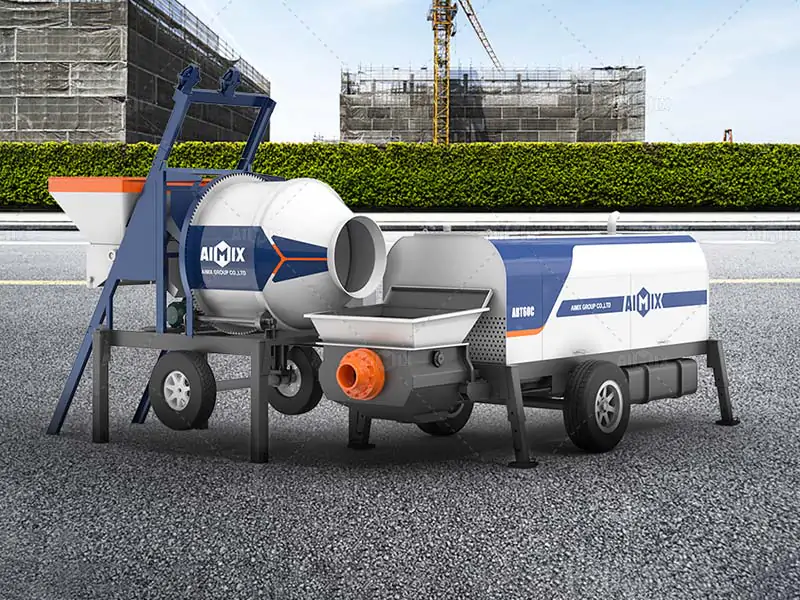 Concrete Mixer + Trailer Concrete Pump