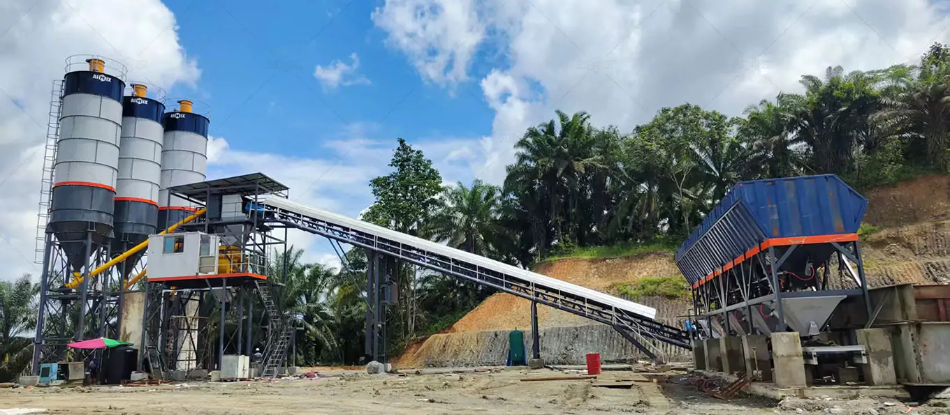 aimix wet mix plant working on-site